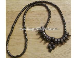 Teeth Beads Hematite Chain Choker Necklace